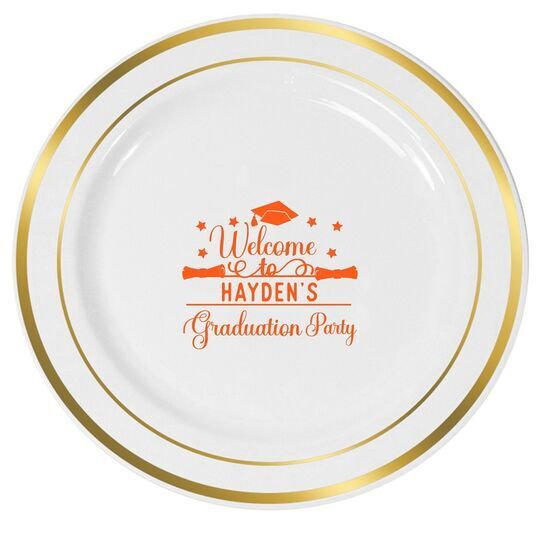 Graduation Party Premium Banded Plastic Plates